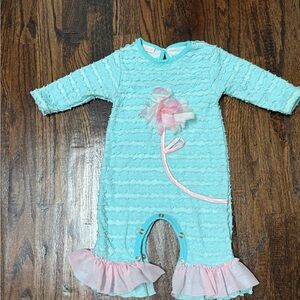 Baby girls boutique CachCach ruffle flower Romper 9 months